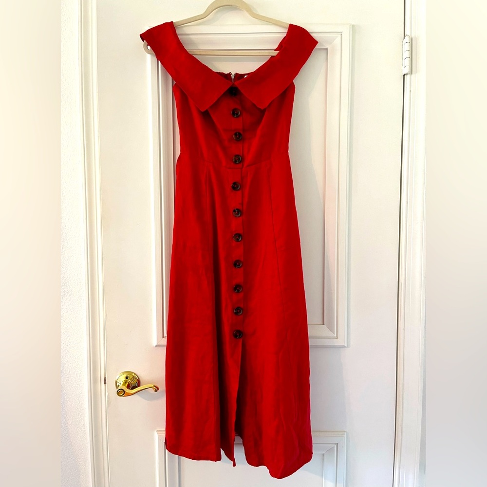 Reformation Sexy Off the Shoulder Linen Dress